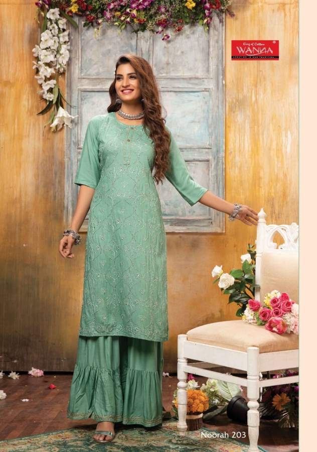 Wanna Noorah 2 Fancy Festive Wear Rayon With Heavy Work  Kurti With Sharara Collection